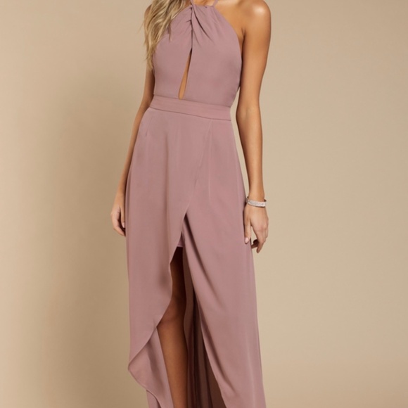 Mauve Halterneck Keyhole Maxi Wrap Dress - Picture 1 of 6